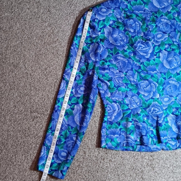 Adrianna Papell Blazer Women's Small 100% Silk Glass Stained Flowers Artsy - Picture 8 of 12